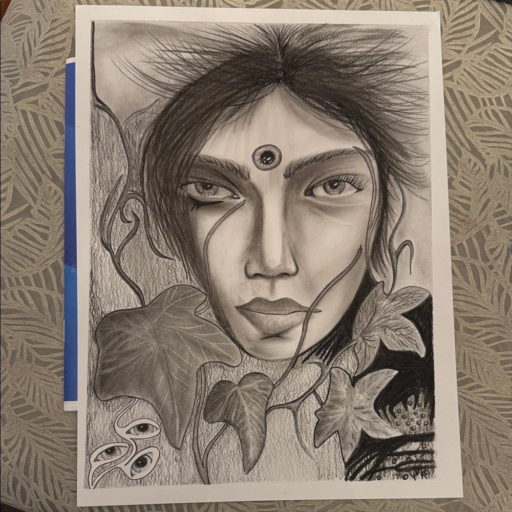Charcoal Drawing “The Third Ivy”